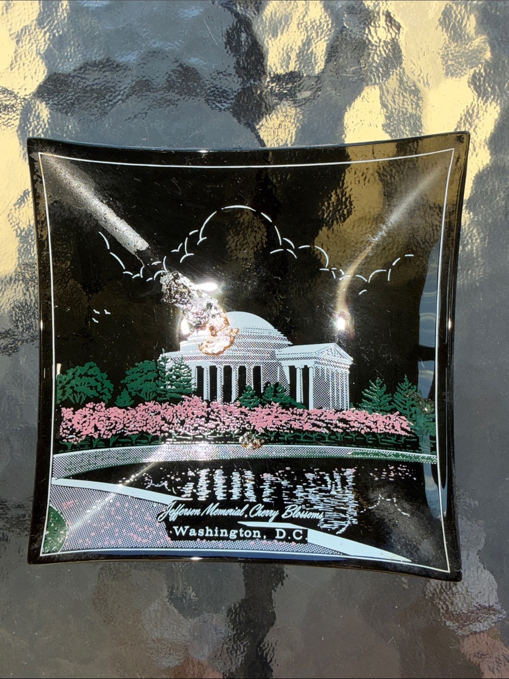 Washington, DC Jefferson Memorial Cherry Blossoms Souvenier Glass Dish
